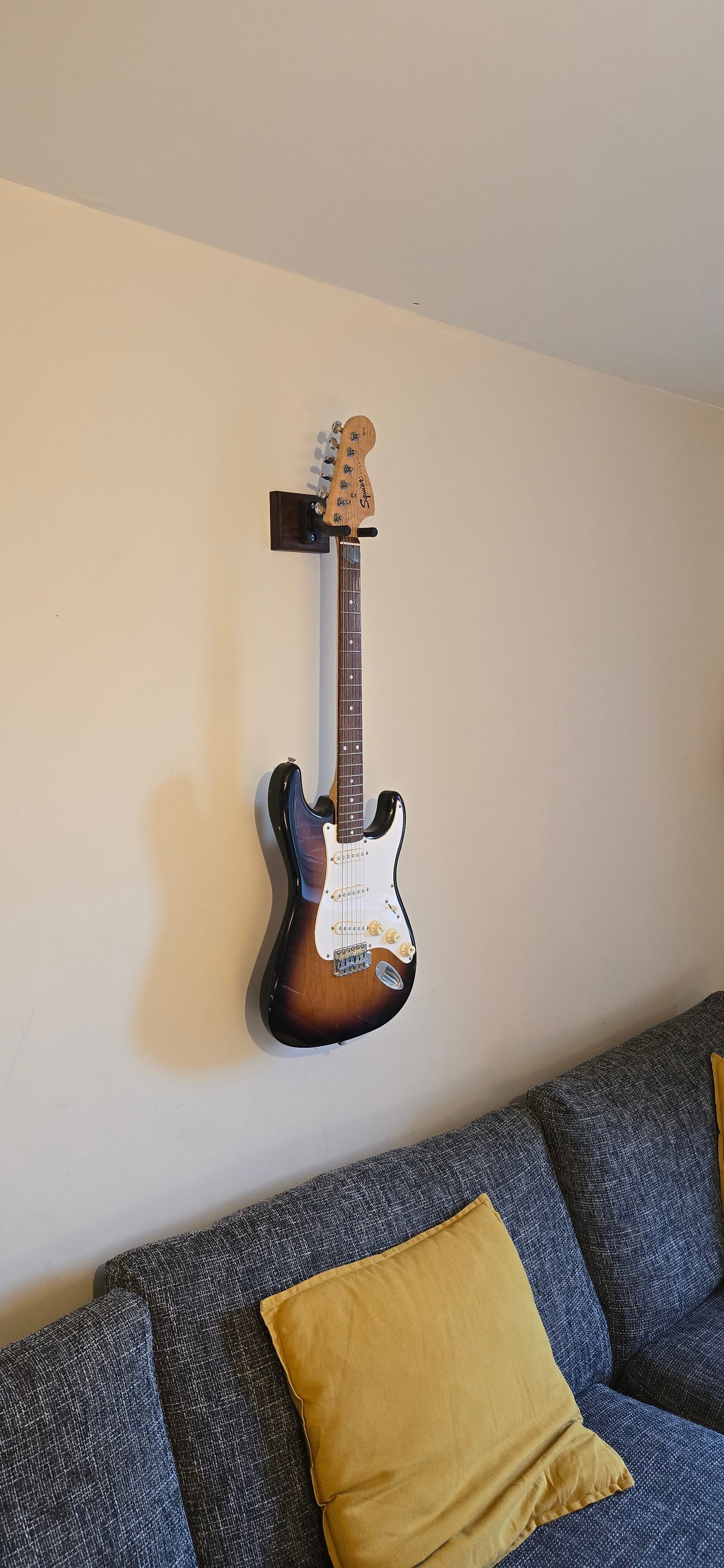Single Walnut Guitar stand wallmounted