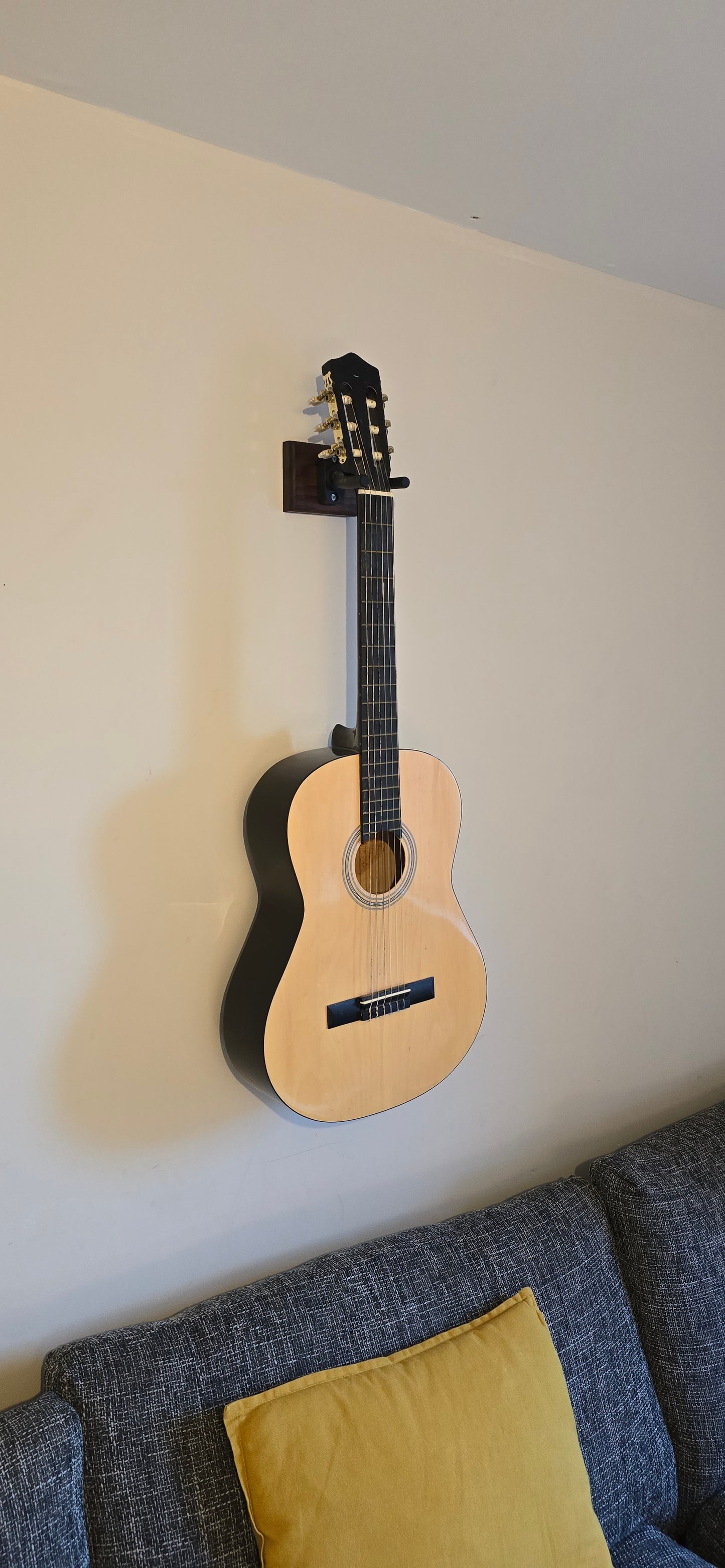 Single Walnut Guitar stand wallmounted