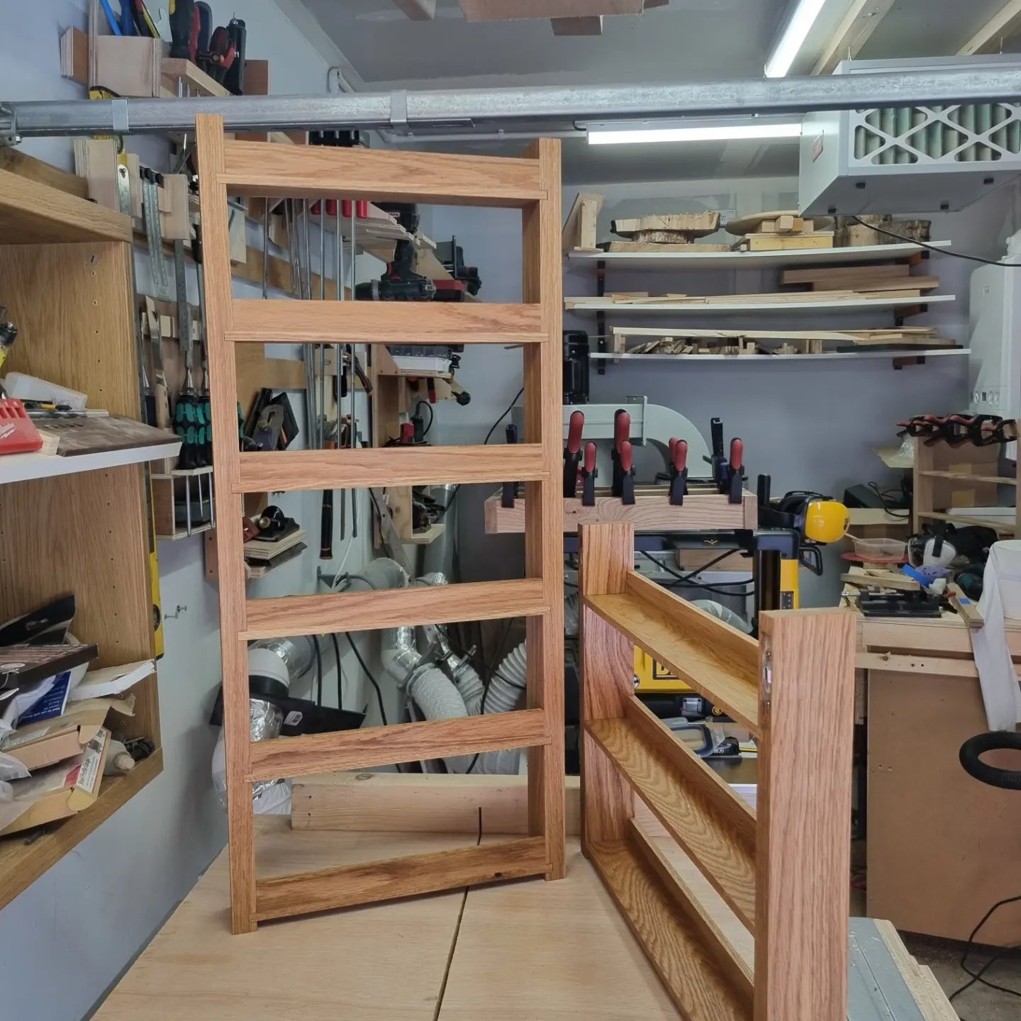 6 row Solid Oak Spice rack with shelves (80cm x 35cm)