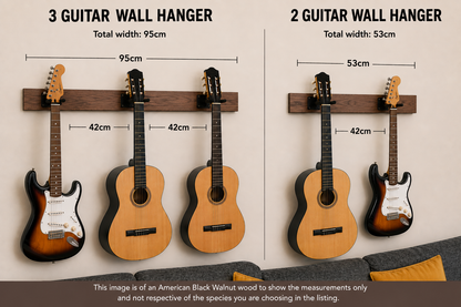Solid Walnut guitar wall mount (multiple)