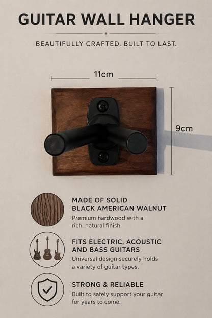Solid Walnut guitar wall mount