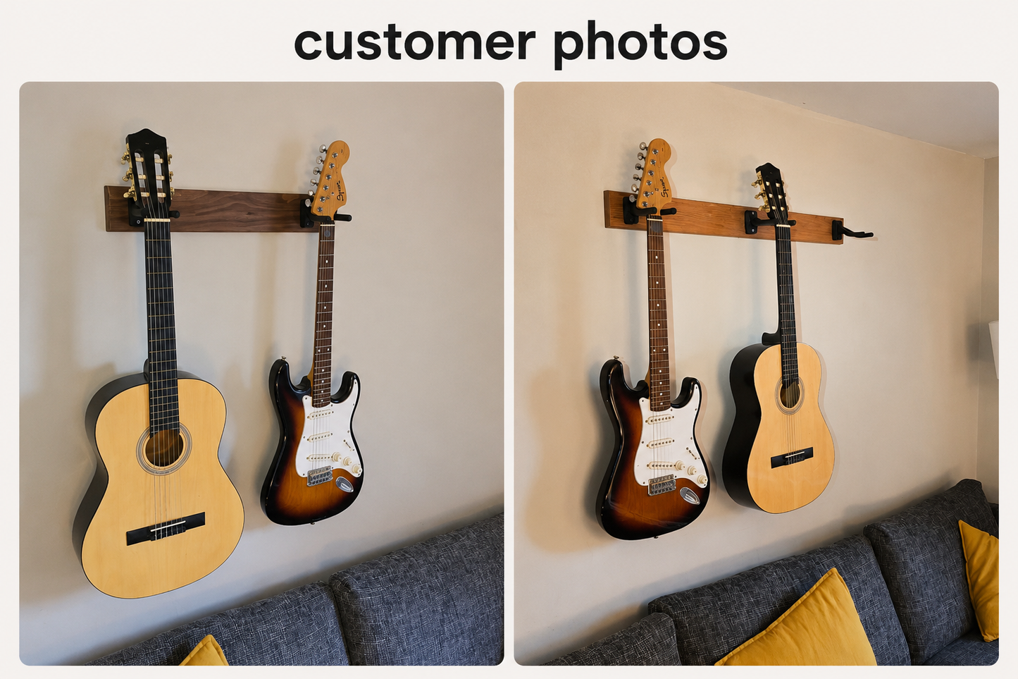 Solid Oak Guitar wall mount (multiple)