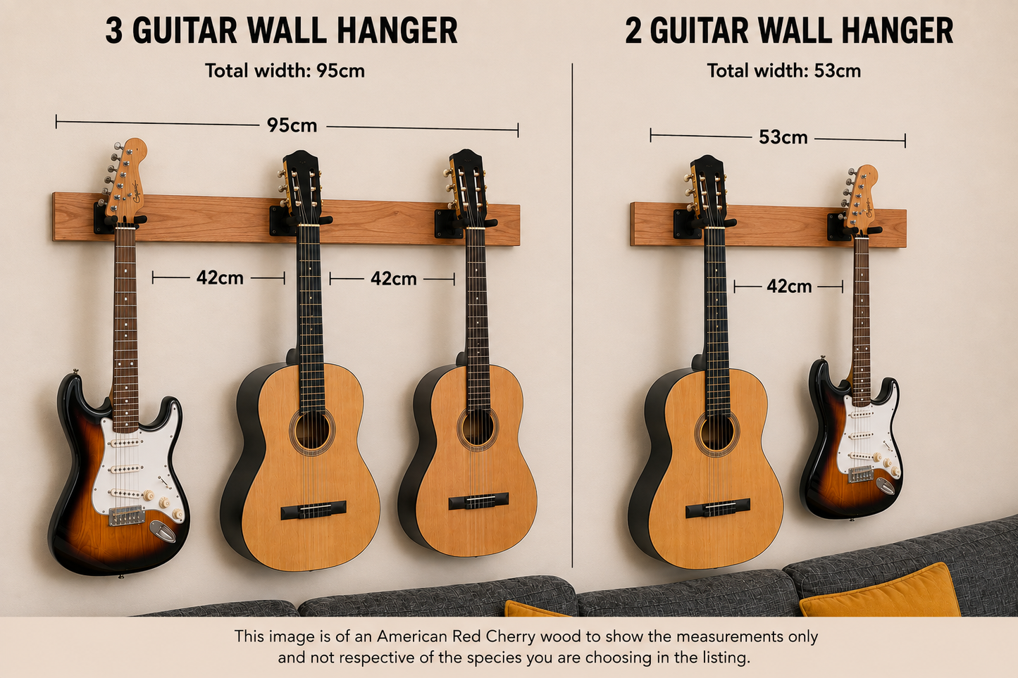 Solid Cherry Guitar wall mount