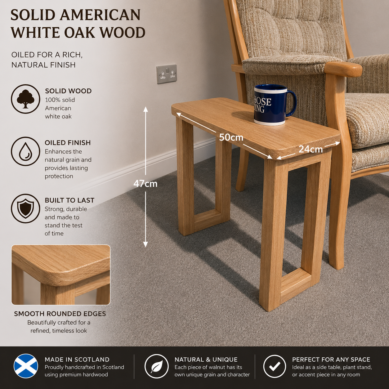 Solid Oak side table