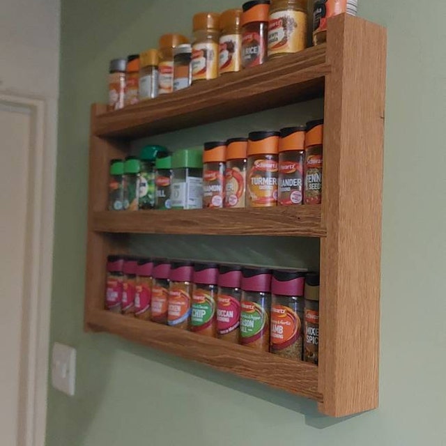 Solid Oak spice rack 3 shelf 35cm[H] x 50cm[W] x 6cm [D]