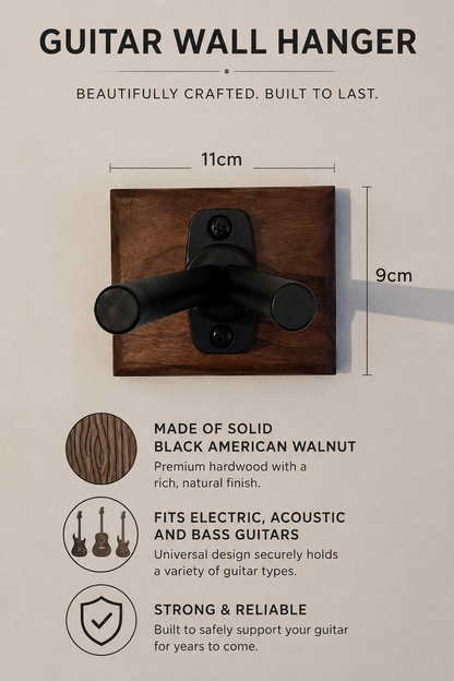 Solid Walnut guitar wall mount (multiple)