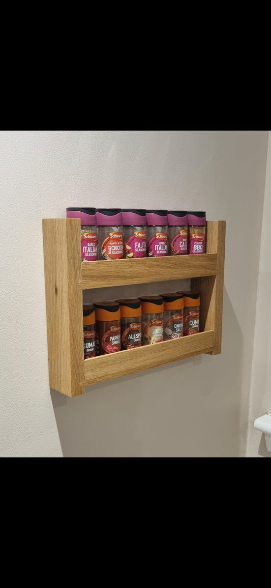 Solid Oak spice rack 2 shelf 22cm[H] x 35cm[W] x 6cm [D]