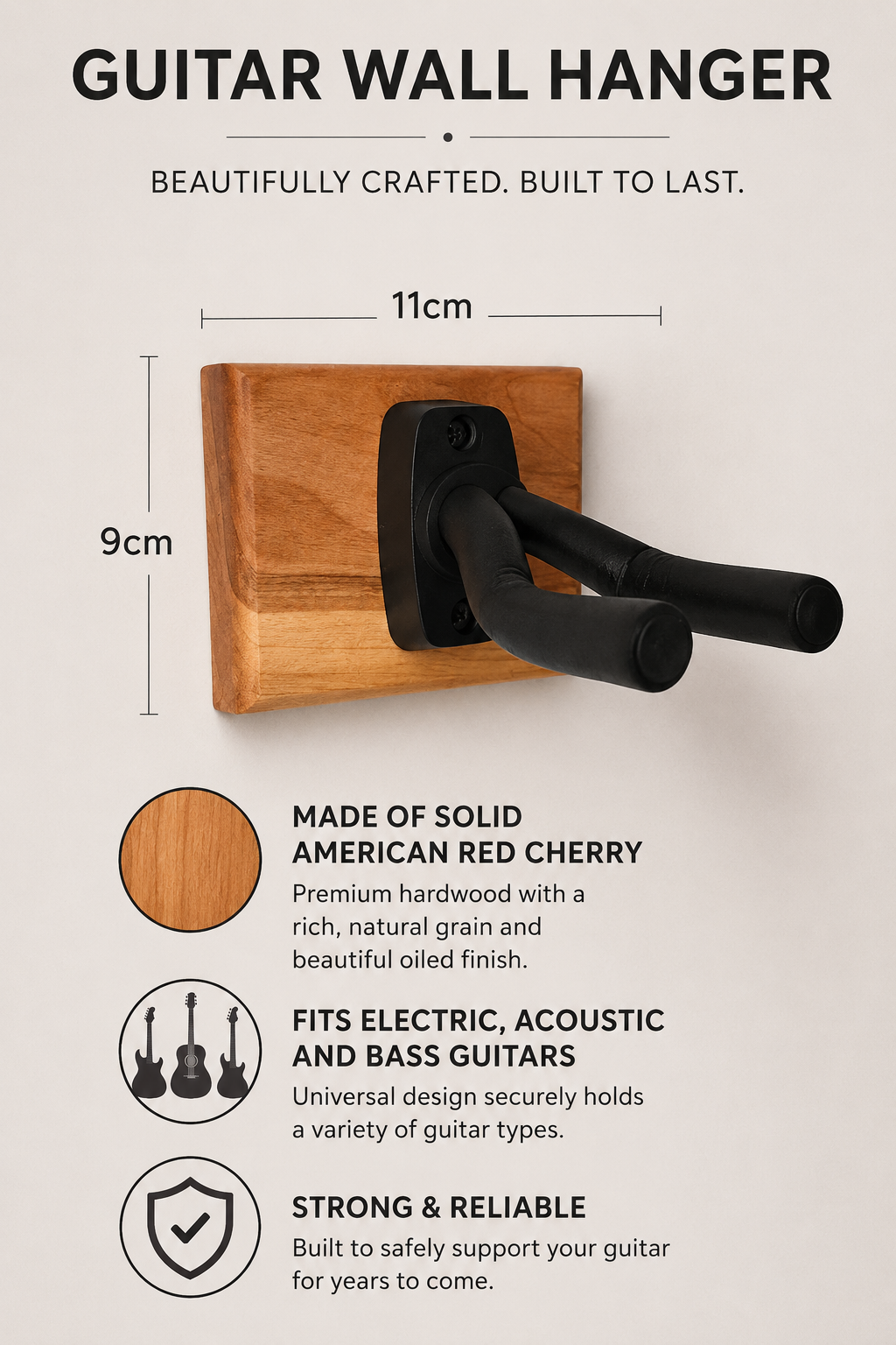 Solid Cherry Guitar wall mount