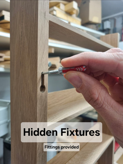 50cm wide Solid Oak spice rack (Wallmounted hidden fixtures)- Hand made