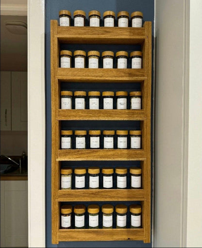 35cm wide Solid Oak Spice Rack (wallmounted hidden fixtures) - Hand made